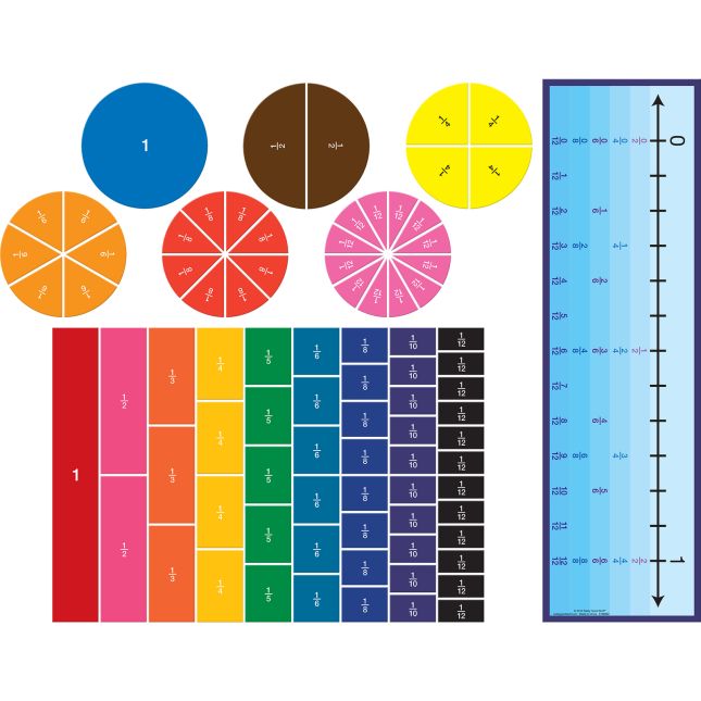 Fraction Magnets Set - 16 Color-Coded Magnets