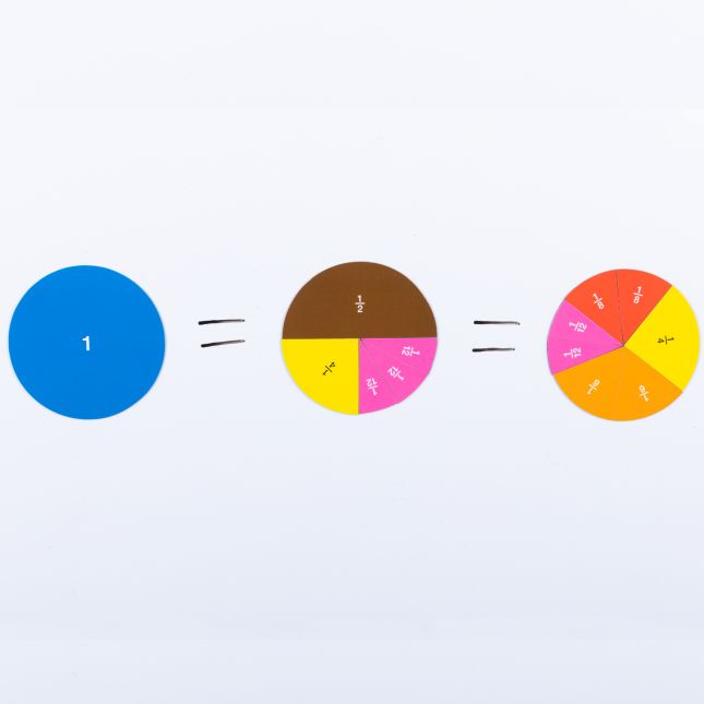 Fraction Magnets Set - 16 Color-Coded Magnets