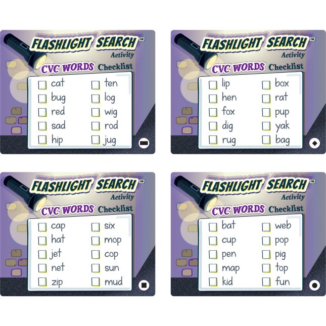 Flashlight Search Activity  CVC Words - 1 game