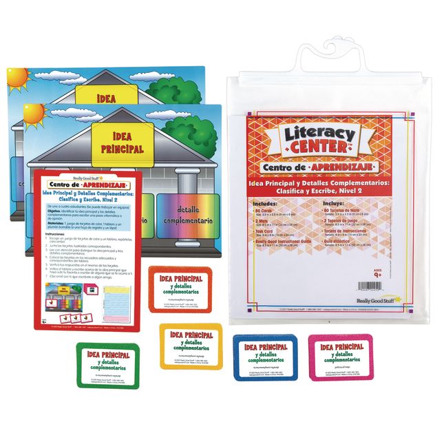 Centro de Aprendizaje: Idea Principal y Detalles Complementarios: Grades 4-5 Clasifica y Escribe, Nivel 2 (Spanish Main Idea and Supporting Details Sort and Write Level 2 Literacy Center)