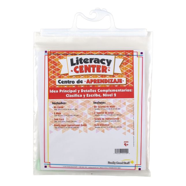 Centro de Aprendizaje: Idea Principal y Detalles Complementarios: Grades 4-5 Clasifica y Escribe, Nivel 2 (Spanish Main Idea and Supporting Details Sort and Write Level 2 Literacy Center)