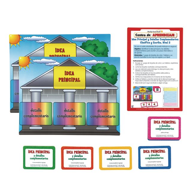 Centro de Aprendizaje: Idea Principal y Detalles Complementarios: Grades 4-5 Clasifica y Escribe, Nivel 2 (Spanish Main Idea and Supporting Details Sort and Write Level 2 Literacy Center)_4