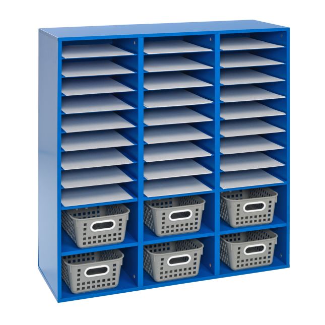 27-Slot Mail And Supplies Center With 6 Cubbies