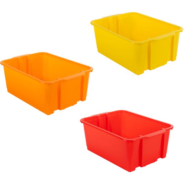 Classroom Stacking Bins – 3 Group Colors – Set Of 6