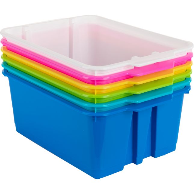 Classroom Stacking Bins, Set of 4 - Neon by Really Good Stuff