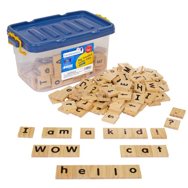 Excellerations® Big Wooden Letter Tiles - Tub of