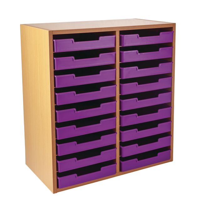 Oak 18-Slot Mail Center With Trays - Single Colors