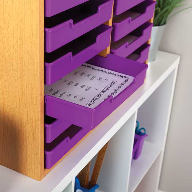 Oak 18-Slot Mail Center With Trays - Single Colors