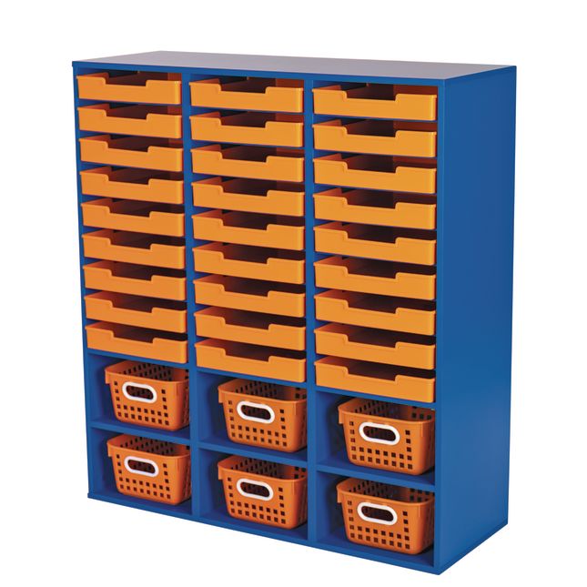 Really Good Stuff® Orange 27-Slot Mail And Supplies Center With 27 Trays, 6 Cubbies, And Baskets  Single Color - 1 mail center, 27 trays, 6 baskets