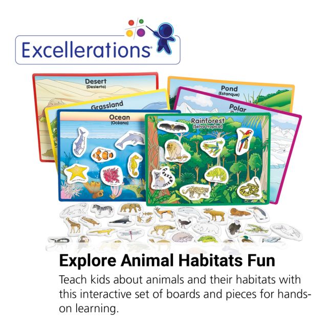 Excellerations® Animals in Their Habitats - 6 Boards, 48 Pieces