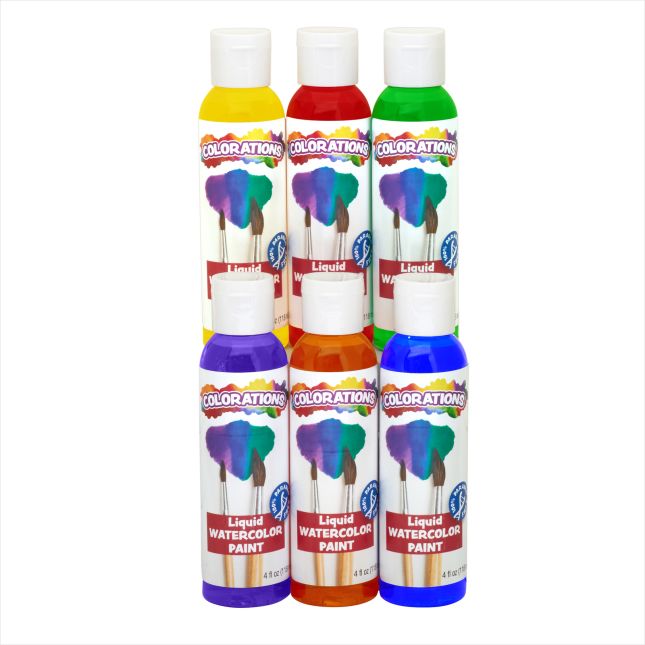 Colorations® Paraben-Free Liquid Watercolor™ Paint - Rainbow Pack, 4 oz. - Set of 6