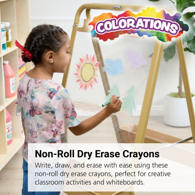 Colorations® Non-Roll Dry-Erase Crayon Classroom Value Pack - Set of 96