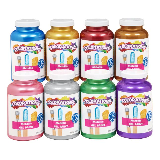 Colorations® Metallic Gel Paints, 16oz. - Set of