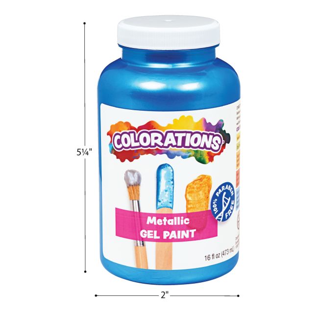 Colorations® Paraben-Free Metallic Gel Paints, Set of 8- 16oz each