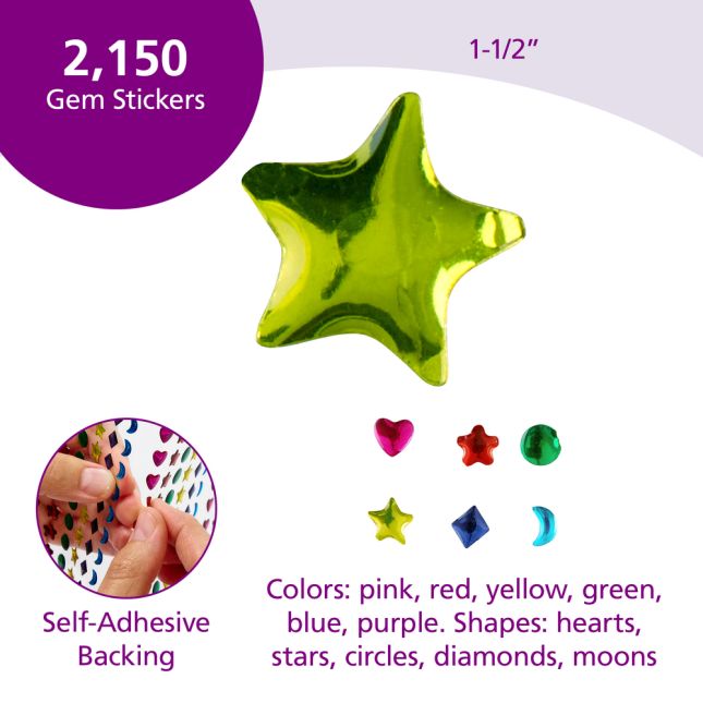 Colorations® 3-D Gem Stickers - 2,150 Pieces