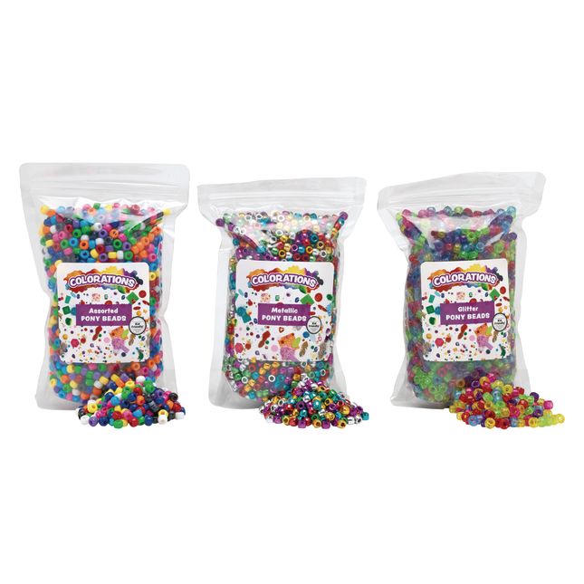 Colorations Metallic Pony Beads - 1 lb.