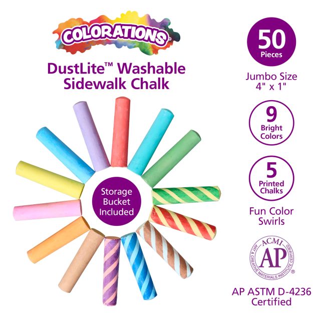 Colorations® Washable Sidewalk Chalk - 50 Pieces