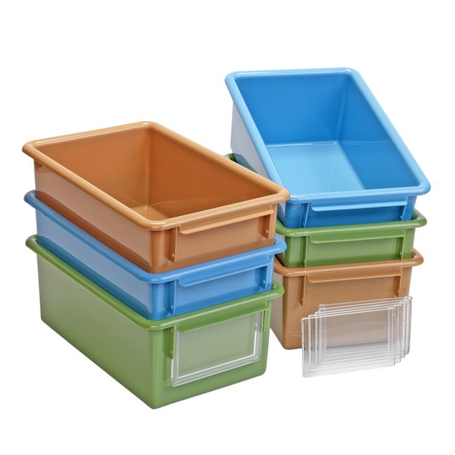 Storex Storage Bins, 5-1/2 Gallon, Assorted Colors, Case of 6