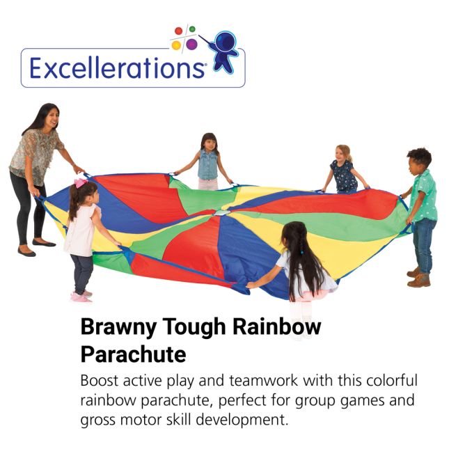 Excellerations® Brawny Tough Rainbow Parachute - 12'Dia.