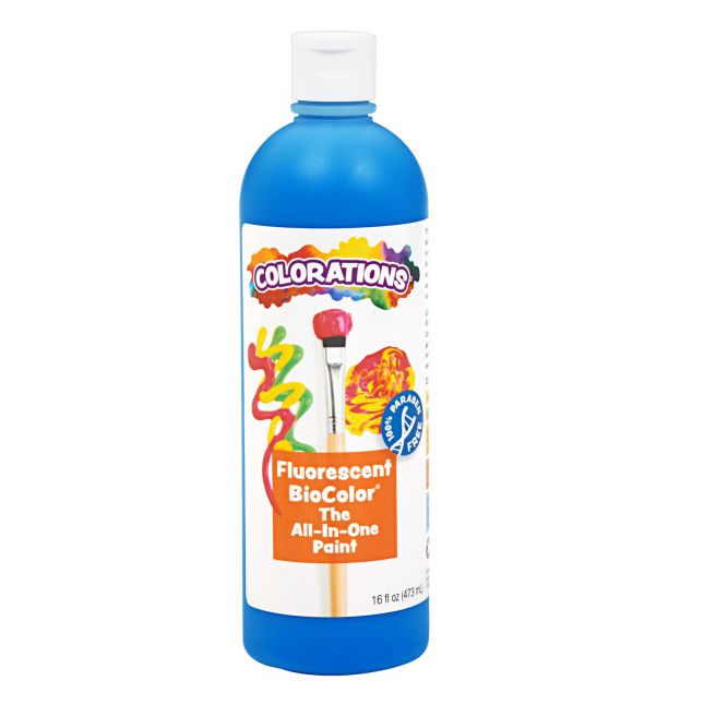 Colorations® Paraben-Free Fluorescent BioColor® Paint- Neon Blue, 16 oz.