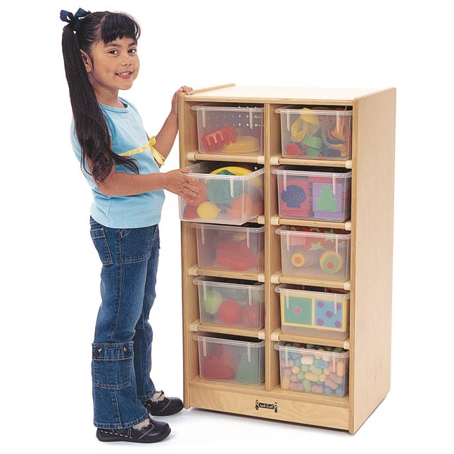 10-Cubbie Mobile Storage - With Assorted Color Trays