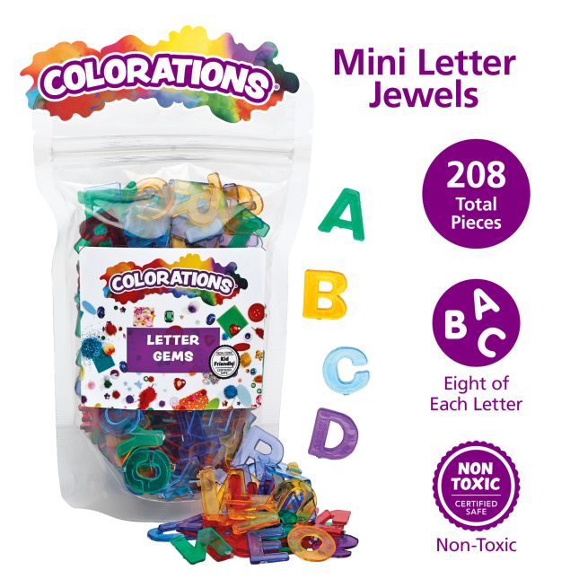 Colorations® Mini Letter Jewels - 8 of each letter, Total of 208 Pieces_3