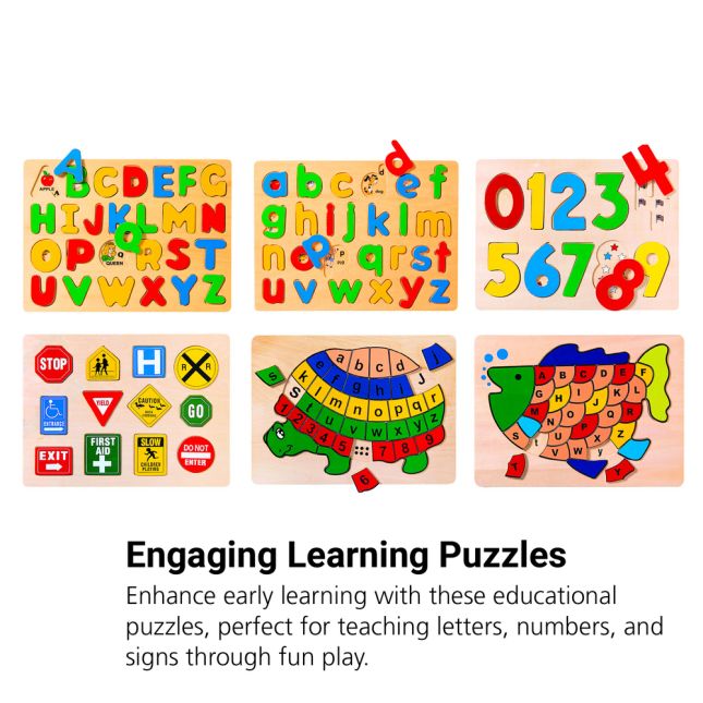 Discount School Supply® Preschool Puzzles - Letters, Numbers and Signs - Set of 6