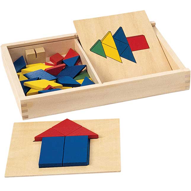 Excellerations® Wooden Pattern Blocks and Board Set - 69 Pieces