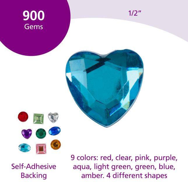 Colorations® Sparkly Self-Stick Gem Jar - 900 Pieces