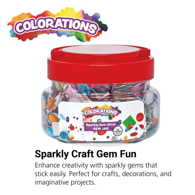 Colorations® Sparkly Self-Stick Gem Jar - 900 Pieces