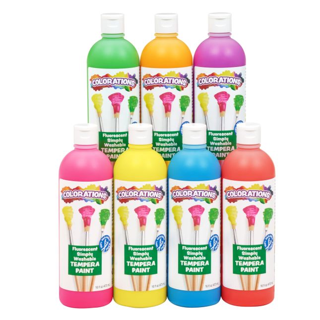 Colorations Fluorescent Neon Simply Washable Tempera - Set of 7