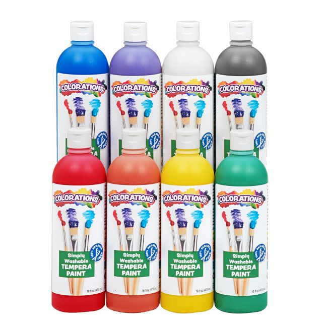 Colorations® Simply Washable Tempera 16 oz. Rainbow Plus