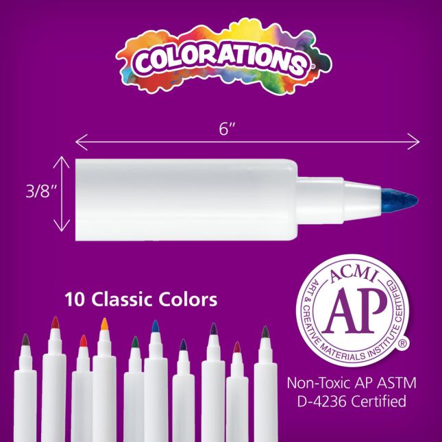 Colorations Washable Fine Tip Marker Classroom Pack - Set of 200