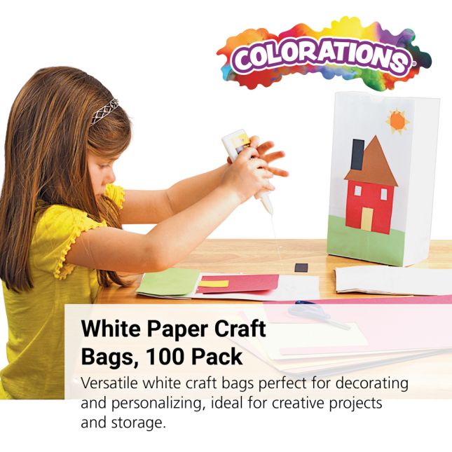 Colorations® White Paper Craft Bags - Set of 100