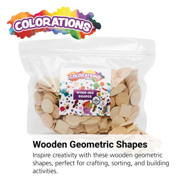 Colorations Natural Tones Wooden Shapes - 1000 Pieces, 6 Shapes