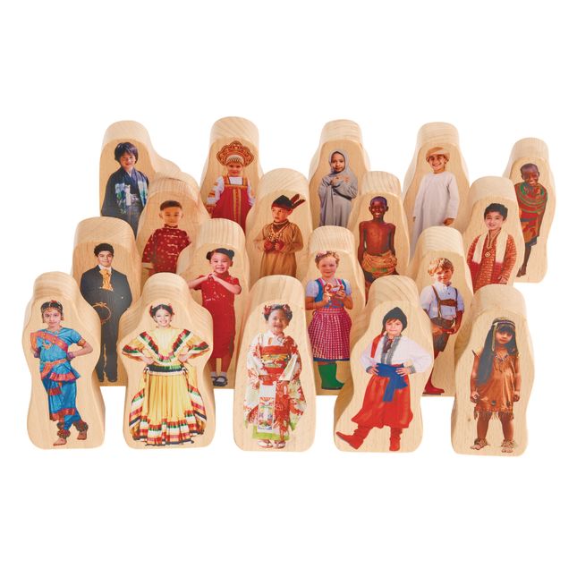 Excellerations® Wooden Photo Blocks Multicultural People Set of 18_0