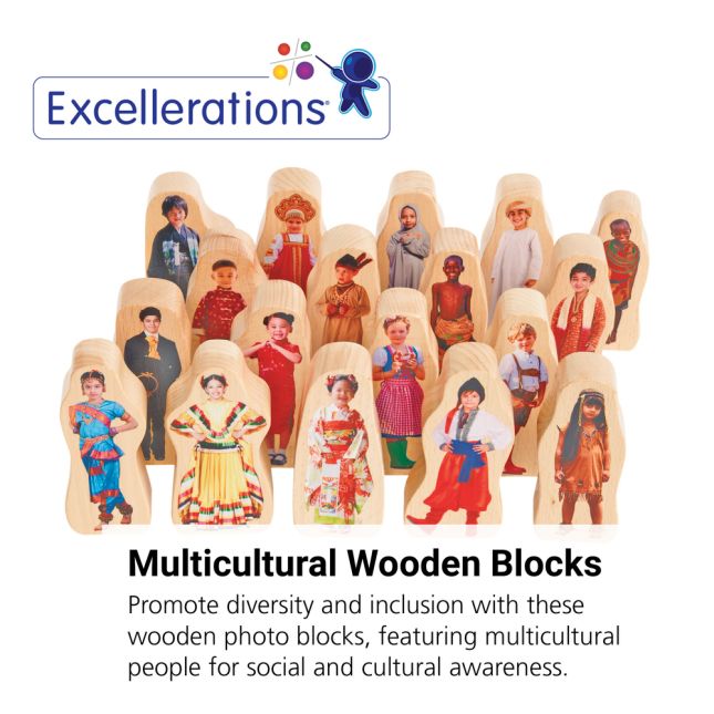 Excellerations® Wooden Photo Blocks Multicultural People Set of 18_2