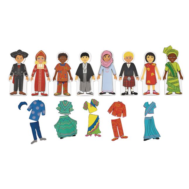 Magnetic Multicultural Dressing Dolls - 8 dolls