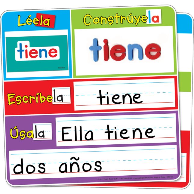 Really Good Stuff® Lee, Construye, y Escribe Palabras de Uso Frequente (Spanish Magnetic Read, Build, and Write High-Frequency Words Kit) - 6 Student Set