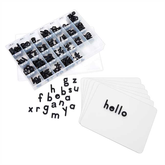 Magnetic Dry Erase Boards With Black Plastic Letters - 6 Student Pack