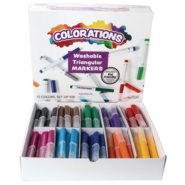 Colorations® Washable Triangular Markers Classroom Value Pack - Set of 100