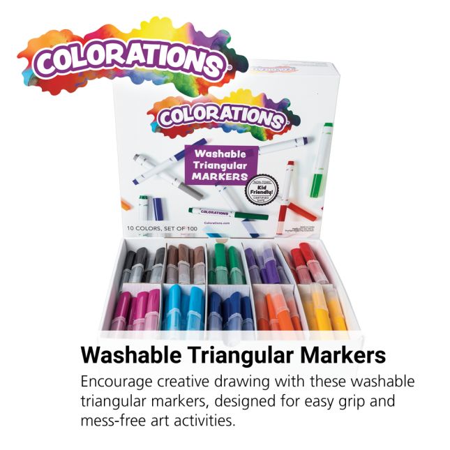 Colorations® Washable Triangular Markers Classroom Value Pack - Set of 100