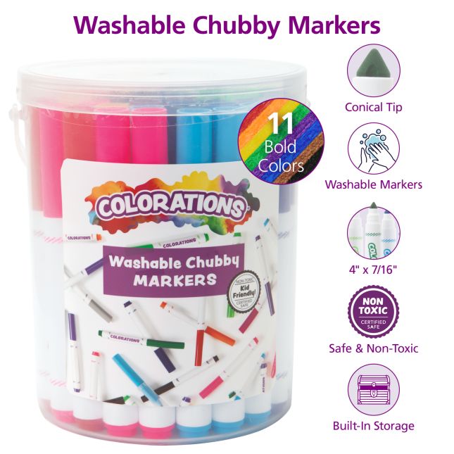 Colorations® Washable Chubby Markers - Set of 44