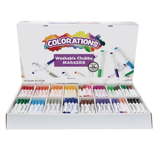 School Smart Washable Marker Classroom Pack, Conical Tip, Assorted