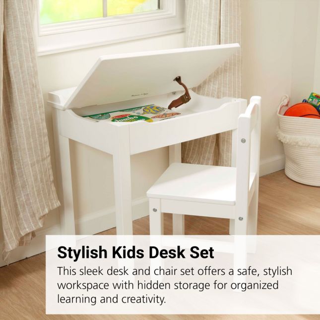 Lift-Top Desk with Chair - White