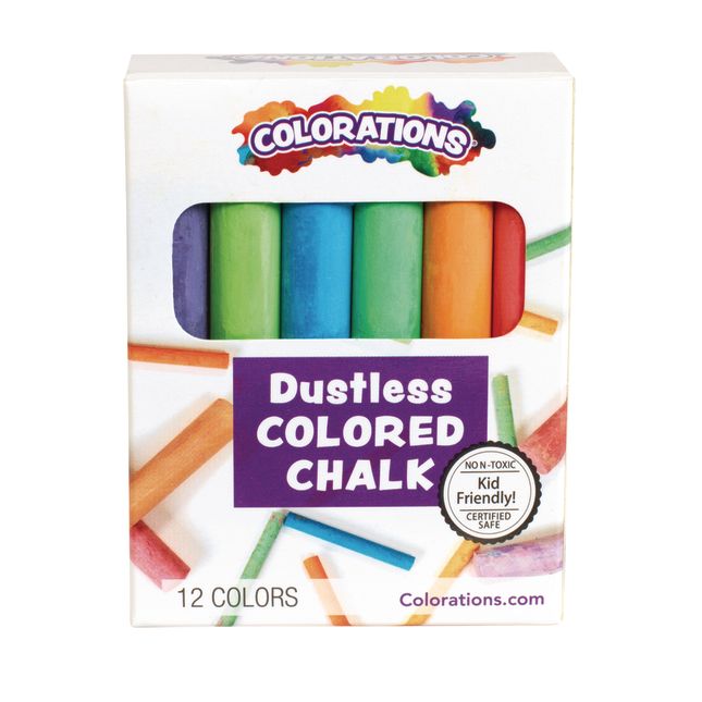 Crayola Non-Toxic White Chalk(12 ct box)and Colored Chalk(12 ct box) Bundle