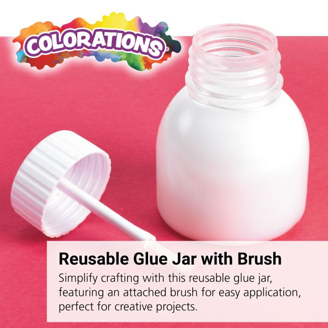 Colorations® Re-usable Glue Jar with Brush - Set of 24