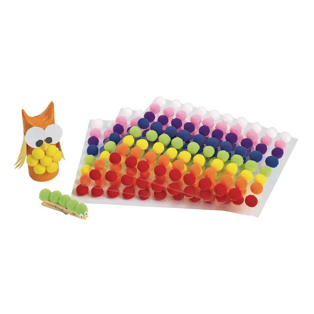 Colorations Rainbow Striped Pom-Poms - 180 Pieces