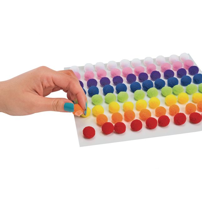 Colorations Rainbow Striped Pom-Poms - 180 Pieces