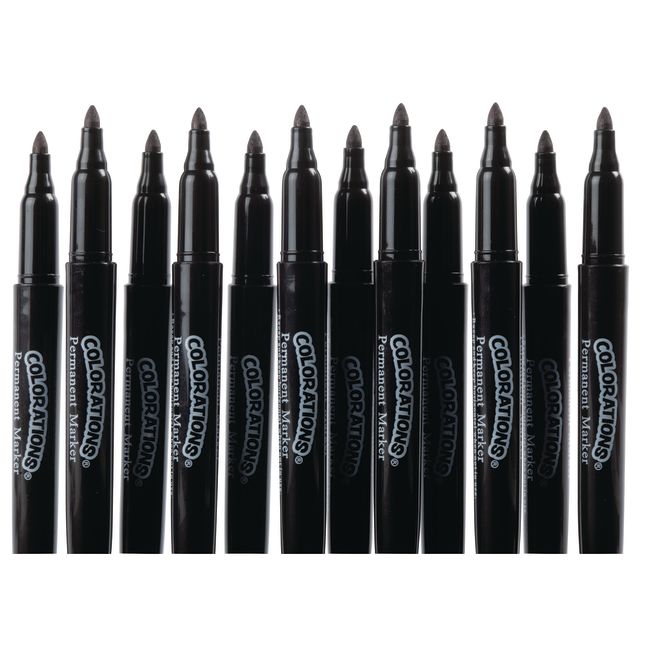 Colorations® Black Permanent Markers - Set of 12